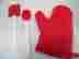 00806h Smart Home Red Silicone Kitchen Cooking Mitt Heat Resistant Glove Oven With Spatula Brush