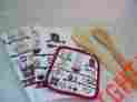 00815v Unbranded 5 Piece Kitchen Set With Cotton Towel Dishcloth Hot Pad Bamboo Spoons