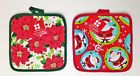 028332559485 Essential Home Potholders Santas Poinsettias Large Square New
