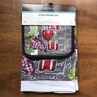 028332605991 True Living Kitchen Towel Pot Holder Set Wine
