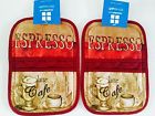 072000269404 Cafe Espresso Essential Home Potholder Set Of 2 Coffee Mocha Latte Cappuccino Kitchen