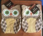 075215170138 Ritz Shaped Owl Quilted Potholders Plaid New