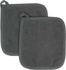 100% Cotton Terry Pot Holders For Kitchen 2-pack 8.5inchx8.25inch Graphite Ritz Roya