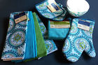 12-pc Blue Mandala Design Kitchen Home Collection Theme Set Towels Potholders Mitt Bowls Geometric New