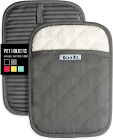 2 Pack Pot Holders Heat Resistant Potholders Cotton Cloth Silicone Grip Kitchen