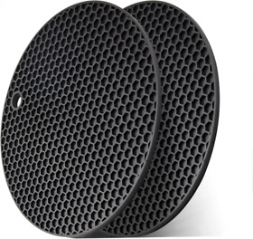 Wapodeai-081 2 Pcs Silicone Trivets Mat For Hot Pots And Pans Anti-skid Black Free Shipping