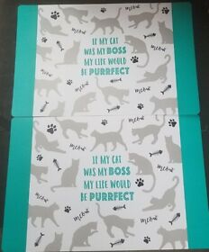 2 Placemats If My Cat Were Boss Life Would Be Purrfect Kitten Meow Pet Paw