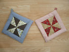 2 Wheels-9 Handmade Large Inches Quilted Potholders-pin