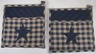 20131 Navy Star Collection Vhc Brands Country Midnight Tan Check Applique Kitchen Potholder W Pocket Set 2 840528111921