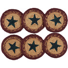 30590 Vhc Brands Potomac Country Primitive Jute Set Of Coasters Burgundy
