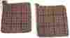 375-15 Park Designs Potholder Set 2 Primitive Spice Mustard Rust Black Green Plaid Machine Quilted 762242345683