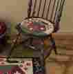 30762242344281 375-58 House Park Designs Country Primitive Red Hooked Chair Pad Black Green 14.5 Dia