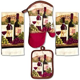 4 Pack Kitchen Linens Lightweight Decorative Towel Oven Mitt Potholder