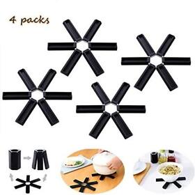 4 Packs Foldable Silicone Trivet Heat Insulation Pad Trivets For Hot Pots Mat