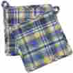 546-15 Blue Belle Potholder Park Designs Yellow And White Plaid By Set Of 2 762242308510