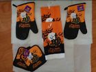 3927787243 6 2 Imported Happy Halloween Haunted House Black Orange Mitts Pot Holders