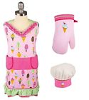 6001-1815 Mukitchen Childs Apron Chef Hat Mitt Ice Cream 811700011056