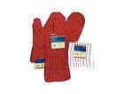 613165874944 Home Collection 2 Oven Mitts Micro Fiber Dish Towel Scrubber Red
