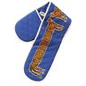 62588009 Anthropologie Marcello Velho Long Leopard Double Oven Mitt Cats Blue