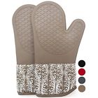 656699977293 Heat Resistant Silicone Oven Mitts With Quilted Cotton