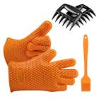 659153613430 Unbranded Pair Silicone Heat Resistant Gloves Oven Grill