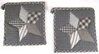 6698 Vhc Brands Farmhouse Star Potholder Set 2 Quilted Black Tan 100 Cotton 841985077331