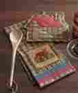 675-17 Cabin Mitt Park Designs Applique And Quilted Shaped Green Tan Red Plaid Pot By 762242366107