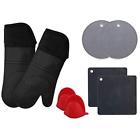 680580427765 Oven Mitts Pieces Silicone Mitt Heat Resistant Pinch