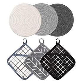 6pcs Pot Holders Cotton Hot Pads For Kitchen Heat Resistant Cooking Pocket