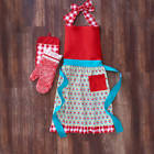 704502360586 158583set Pioneer Woman Kitchen Set Apron Pot Holder Oven Mitt Daisy Chain Linen Cook