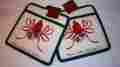 7340 Cardinal Sentiments Embroidered Lenox Potholders Home Where Heart Is Winter Pair Kitchen Oven Mitt New