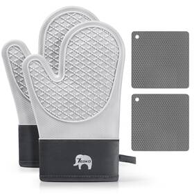 7cdxd 768443865203 Oven Mitts Heat Resistant Silicone Mitt With Soft Cotton Lining 2 Pack