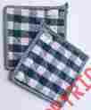 405-15g 8.5x8.5 York Potholder Blue Park Designs Set Of 2 And Cream Check Potholders By Inches 762242171046