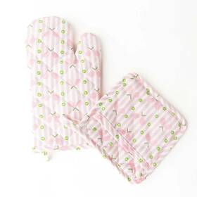 8 Oak Lane 198618002643 Pink Tennis Stripe Oven Mitt Set 8 Oak Lane 198618002643 Pink Tennis Stripe Oven Mitt Set