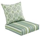 812800020115 Bossima Indoor Outdoor Green Grey Damask Striped Deep Seat Chair Cushion Se