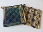 81850 Park Designs Pot Holders Tan Forest Green Plaid Moose Cabin