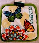 848405017977 True Living Butterflies Pot Holder Nwt Quilted Green