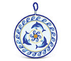 9525 Puzzled Dolphins Mosaic Nautical Ceramic Pot Holder 788679150744
