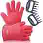 96103 Arres Barbecue Gloves Silicone Heat Resistant Includes Pulled Pork Claws Set 737212996103