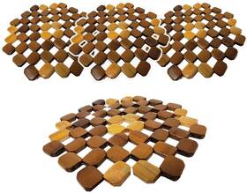 Aaco 660061674697 Bamboo Trivet Mat For Hot Dishes 4 Pack Table Counter Protector Coaster Te