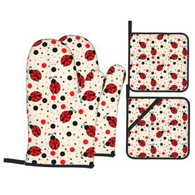 B0fh2fdg12 Abucaky Ladybugs Oven Mitts And Pot Holders 4 Pcs Set Gloves
