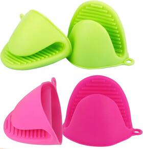 Acronde 313028687659 2 Pairs Mini Oven Gloves Silicone Heat Resistant Cooking Pinch Mitts Pot