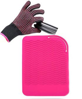 Aft90 313115158147 Heat Resistant Gloves And Silicone Mat Set 9 Inch X 6.5 Pink