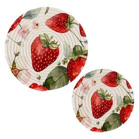 G407211431p753c797s1750 Alaza Set Of 2 Strawberry Watercolor Kitchen Trivets Hot Pot Holders Woven Coaster