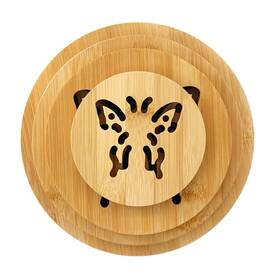 Alfeel 728618454809 4 Piece Bamboo Trivet Home Kitchen Multifunction Heat Resistant Pads Triv