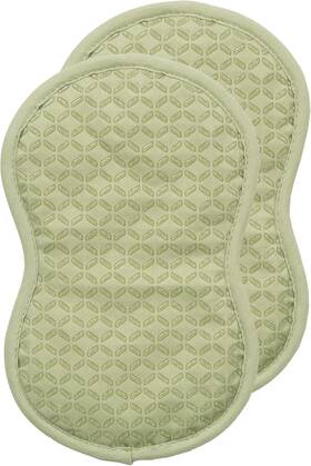 All-clad 072894887029 Ogee Premium Cotton And Silicone Grip Pot Holders Set Of 2 Fennel Green
