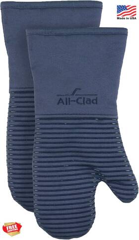 500f All-clad 075215012032 Silicone Oven Mitts 2-pack Indigo Heat Resistant Non-slip