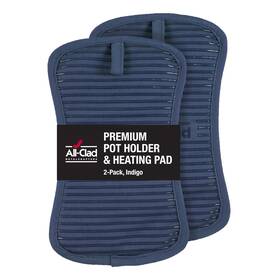 B0b7qfglxd All-clad Premium Silicone And Cotton Pot Holder 2-pack Indigo 500 F Heat