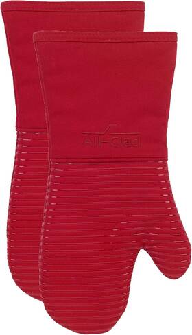 Pac2som22 All-clad Silicone Oven Mitts Heat Resistant Up To 500 Degrees 2 Pack Chili