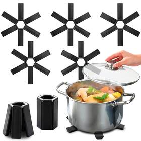 Alpenkok 791719894607 5 Pcs Foldable Trivets For Hot Dishes Pots Pans And Pads Holder Counter Kitchen